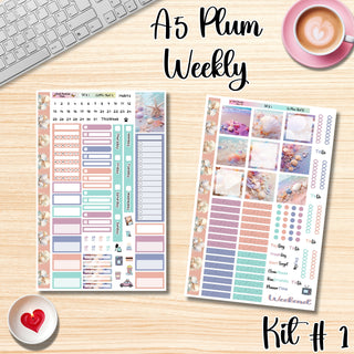 Kit # 1        A5 Plum Paper Weekly MAE Layout, Vertical Columns or Hourly Columns