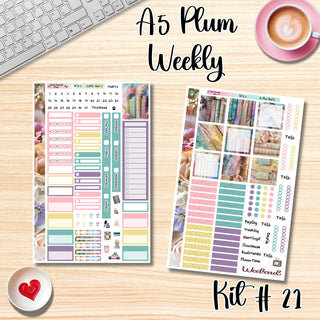 Kit 21       A5 Plum Paper Weekly MAE Layout, Vertical Columns or Hourly Columns