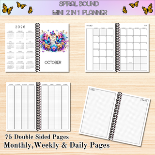 2 in 1 Mini Planners    2025 Last Quarter CHRISTIAN ARTWORK  Spiral Bound Notebook Planner