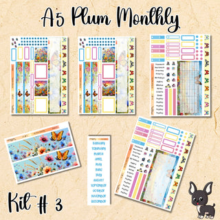 Kit # 3       A5 Plum Paper ANY Month and Dashboard Pages