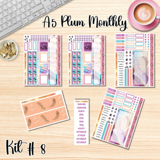 Kit # 8      A5 Plum Paper ANY Month and Dashboard Pages