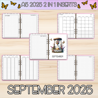 A5 Rings 2 in 1     SEPTEMBER 2025 DATED Planner Inserts