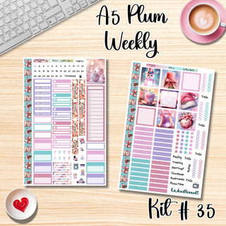 Kit 35      A5 Plum Paper Weekly MAE Layout, Vertical Columns or Hourly Columns