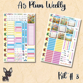 Kit # 3        A5 Plum Paper Weekly MAE Layout, Vertical Columns or Hourly Columns