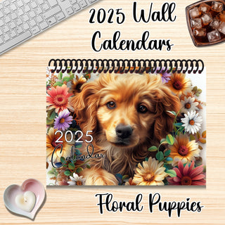 FLORAL PUPPIES 2025 WALL CALENDAR