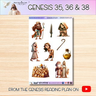 Genesis 35, 36 and 38 Genesis Bible Journaling Sticker Sheet