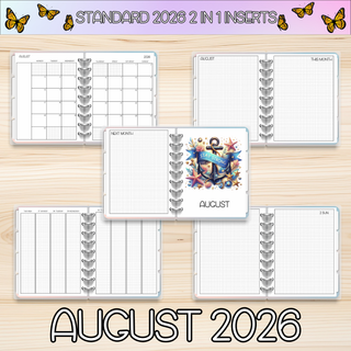 Classic  2 in 1  AUGUST 2026 DATED Planner Inserts
