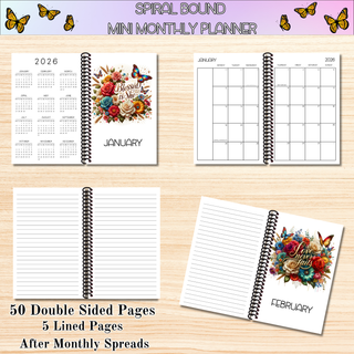 Monthly Mini Planners    CHRISTIAN ARTWORK  Spiral Bound Notebook Planners