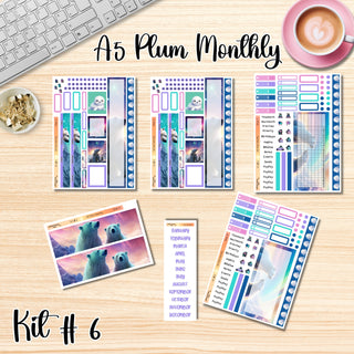 Kit # 6      A5 Plum Paper ANY Month and Dashboard Pages