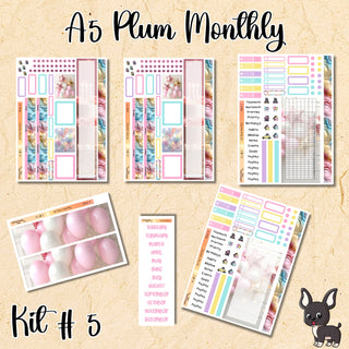 Kit # 5      A5 Plum Paper ANY Month and Dashboard Pages