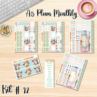 Kit 12     A5 Plum Paper ANY Month and Dashboard Pages