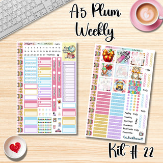 Kit 22       A5 Plum Paper Weekly MAE Layout, Vertical Columns or Hourly Columns