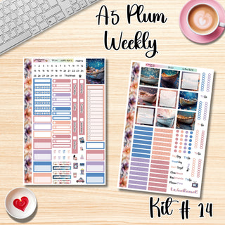 Kit 14        A5 Plum Paper Weekly MAE Layout, Vertical Columns or Hourly Columns