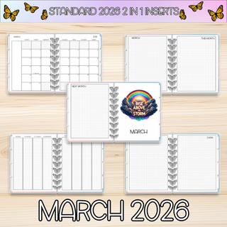 Classic 2 in 1   MARCH 2026 DATED Planner Inserts