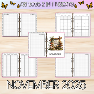 A5 Rings 2 in 1    NOVEMBER 2025 DATED Planner Inserts