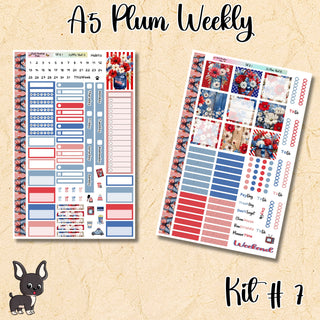 Kit # 7        A5 Plum Paper Weekly MAE Layout, Vertical Columns or Hourly Columns