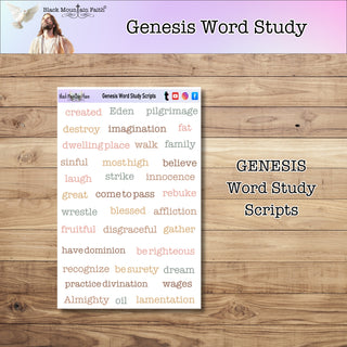 Genesis Word Study Script Sticker Sheet
