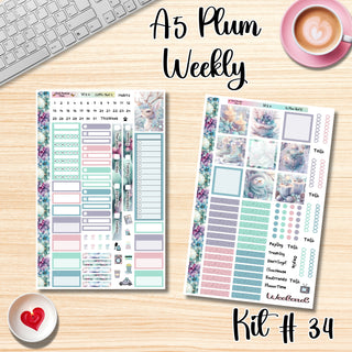 Kit 34      A5 Plum Paper Weekly MAE Layout, Vertical Columns or Hourly Columns