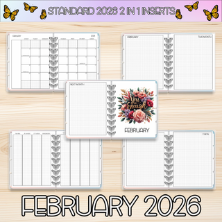 Classic 2 in 1    FEBRUARY 2026 DATED Planner Inserts