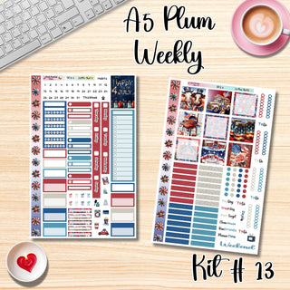 Kit 13        A5 Plum Paper Weekly MAE Layout, Vertical Columns or Hourly Columns