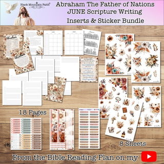 INSERTS & STICKER BUNDLE   Abraham: The Father of Nations GENESIS    June Scripture Writing Plan Monthly Inserts (Copy)