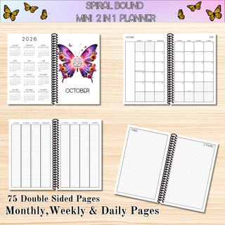 2 in 1 Mini Planners    2025 Last Quarter MOTIVATIONAL ARTWORK  Spiral Bound Notebook Planner