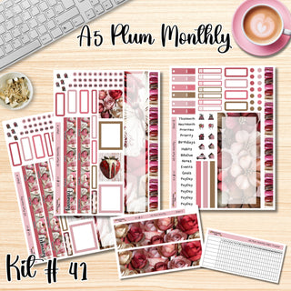 Kit 37    A5 Plum Paper FEBRUARY Monthly Planner Kit