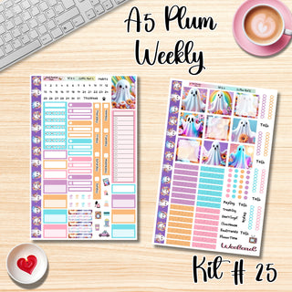 Kit 25       A5 Plum Paper Weekly MAE Layout, Vertical Columns or Hourly Columns