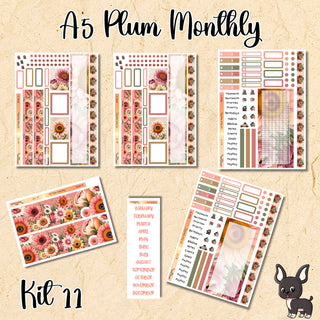Kit 11     A5 Plum Paper ANY Month and Dashboard Pages