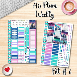 Kit # 6        A5 Plum Paper Weekly MAE Layout, Vertical Columns or Hourly Columns