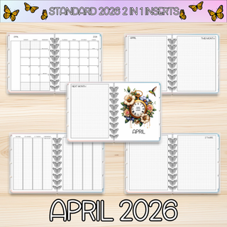 Classic  2 in 1  APRIL 2026 DATED Planner Inserts