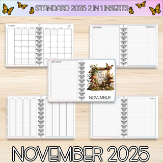 STANDARD 2 in 1     NOVEMBER 2025 DATED Planner Inserts