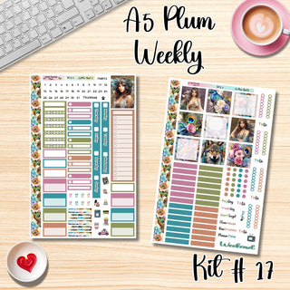 Kit 17       A5 Plum Paper Weekly MAE Layout, Vertical Columns or Hourly Columns