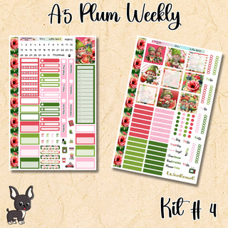 Kit # 4        A5 Plum Paper Weekly MAE Layout, Vertical Columns or Hourly Columns