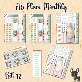 Kit 12     A5 Plum Paper ANY Month and Dashboard Pages
