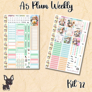 Kit 12        A5 Plum Paper Weekly MAE Layout, Vertical Columns or Hourly Columns