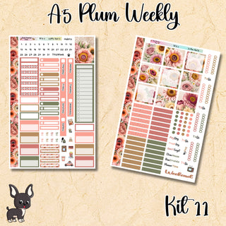 Kit 11        A5 Plum Paper Weekly MAE Layout, Vertical Columns or Hourly Columns