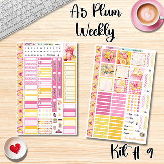 Kit # 9        A5 Plum Paper Weekly MAE Layout, Vertical Columns or Hourly Columns