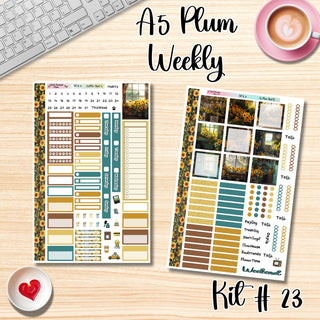 Kit 23       A5 Plum Paper Weekly MAE Layout, Vertical Columns or Hourly Columns