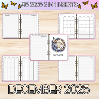A5 Rings 2 in 1    DECEMBER 2025 DATED Planner Inserts