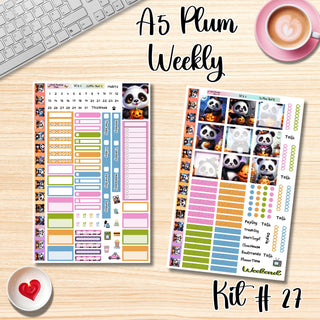 Kit 27      A5 Plum Paper Weekly MAE Layout, Vertical Columns or Hourly Columns