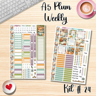 Kit 24       A5 Plum Paper Weekly MAE Layout, Vertical Columns or Hourly Columns