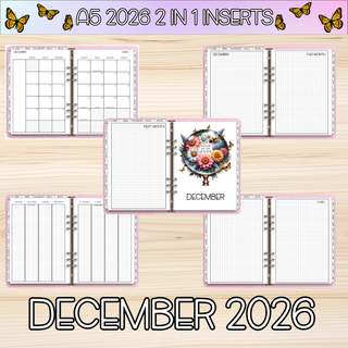 A5 Rings 2 in 1 DECEMBER 2026 DATED Planner Inserts