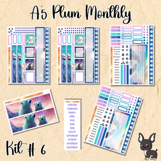 Kit # 6      A5 Plum Paper ANY Month and Dashboard Pages