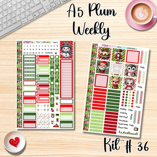 Kit 36      A5 Plum Paper Weekly MAE Layout, Vertical Columns or Hourly Columns