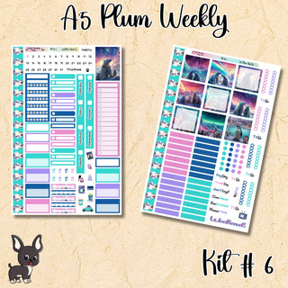 Kit # 6        A5 Plum Paper Weekly MAE Layout, Vertical Columns or Hourly Columns