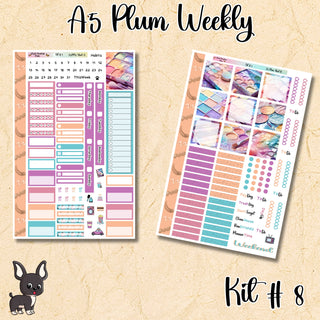 Kit # 8        A5 Plum Paper Weekly MAE Layout, Vertical Columns or Hourly Columns