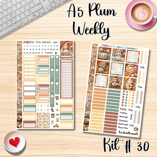 Kit 30      A5 Plum Paper Weekly MAE Layout, Vertical Columns or Hourly Columns