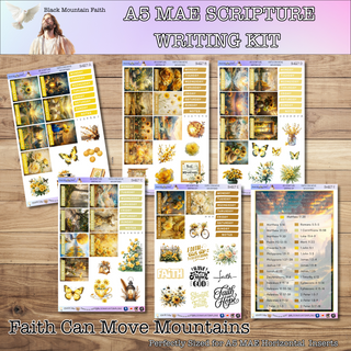 A5 FAITH CAN MOVE MOUNTAINS Scripture Writing Kit - Horizontal Weekly Kit
