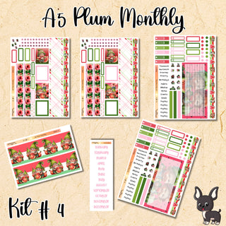 Kit # 4       A5 Plum Paper ANY Month and Dashboard Pages